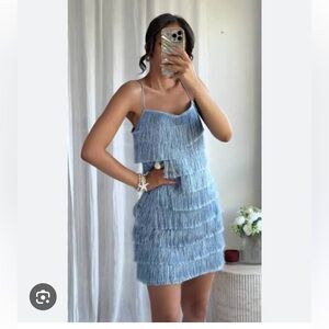 Elegant Blue Tiered Dress